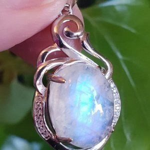 Large Moonstone Sterling Silver Necklace